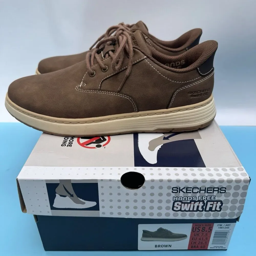 Skechers Men's Swift Fit Hands Free Memory Foam Casual Shoe Brown Size 8.5